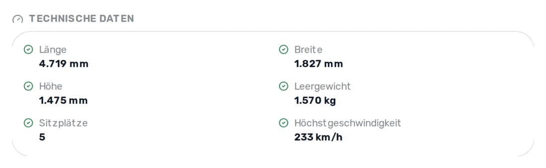 Technische Fahrzeugdaten